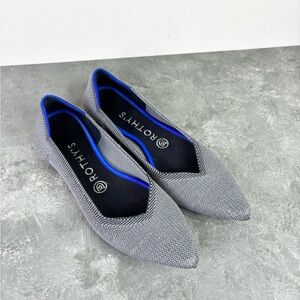 Rothy's The Point ballet flats in the Cloud Grey Birdseye color size 8